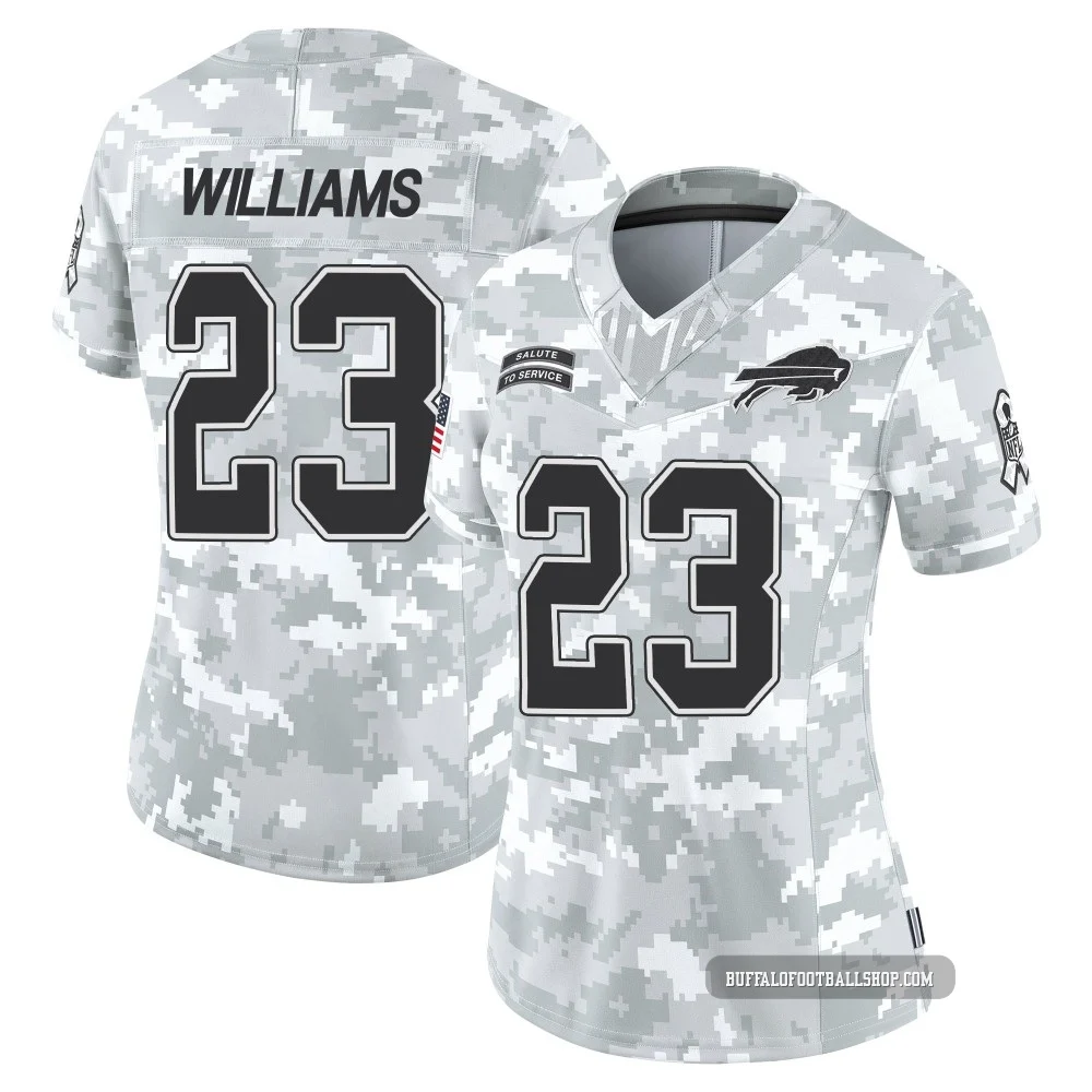 Aaron Williams ＃23 Buffalo Bills Limited Arctic Camo Women's 2024 Salute to Service Jersey