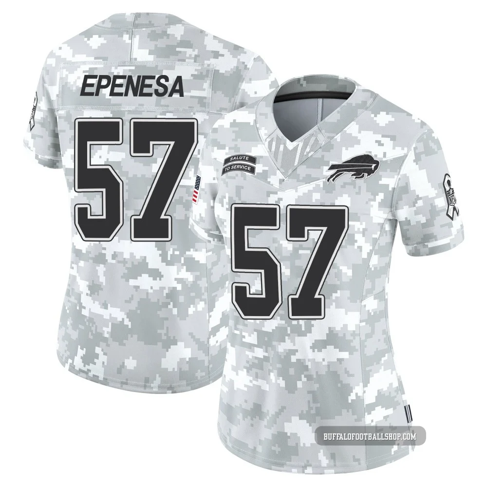 AJ Epenesa ＃57 Buffalo Bills Limited Arctic Camo Women's 2024 Salute to Service Jersey