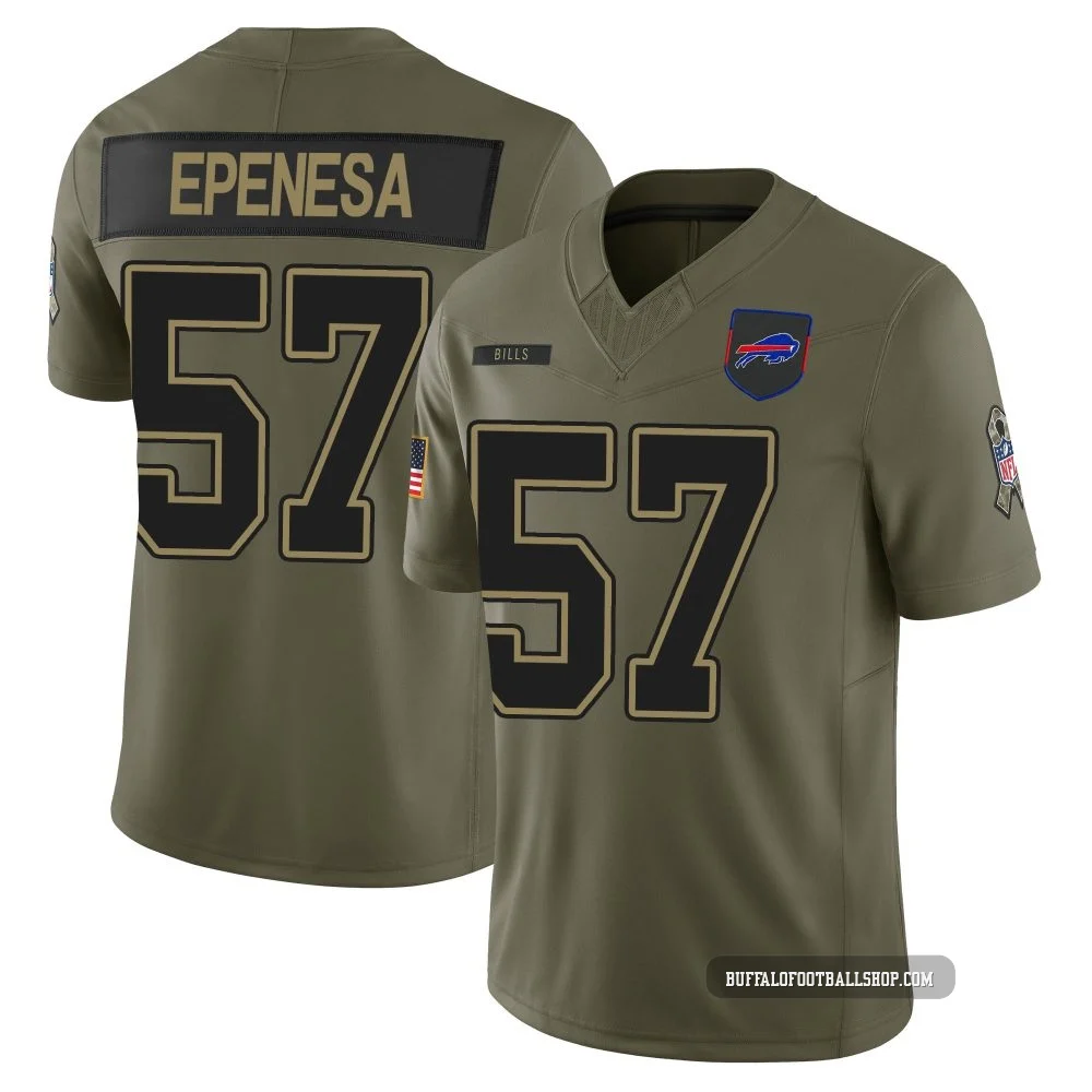 AJ Epenesa ＃57 Buffalo Bills Limited Olive Youth 2025 Salute to Service Jersey