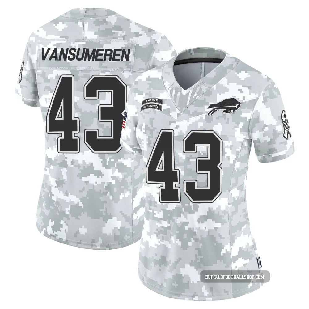 Ben VanSumeren ＃43 Buffalo Bills Limited Arctic Camo Women's 2024 Salute to Service Jersey