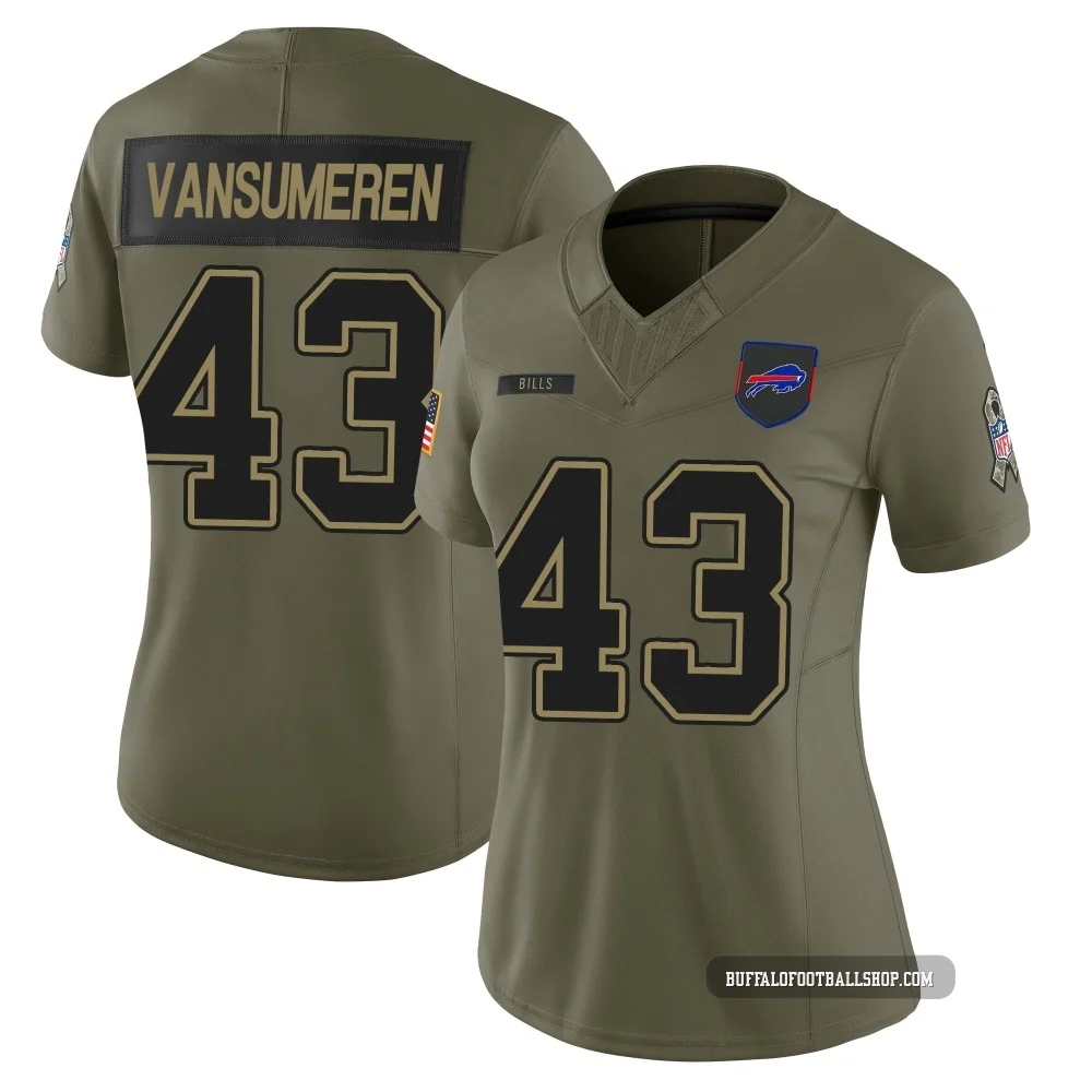 Ben VanSumeren ＃43 Buffalo Bills Limited Olive Women's 2025 Salute to Service Jersey