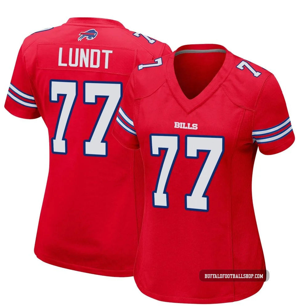 Chase Lundt ＃77 Buffalo Bills Game Red Women's Alternate Jersey
