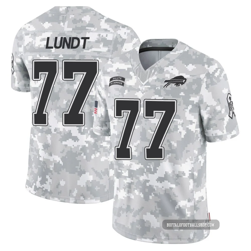 Chase Lundt ＃77 Buffalo Bills Limited Arctic Camo Men's 2024 Salute to Service Jersey