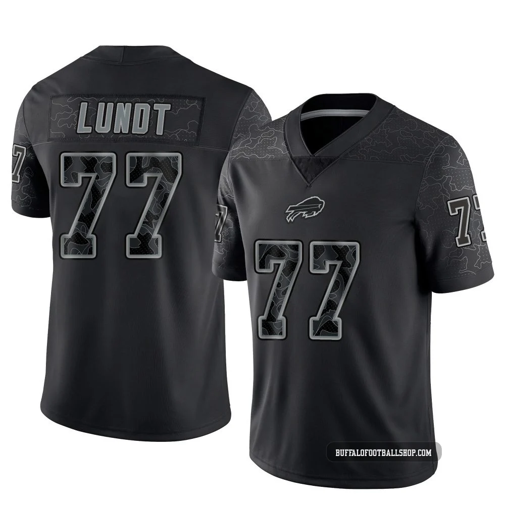 Chase Lundt ＃77 Buffalo Bills Limited Black Men's Reflective Jersey