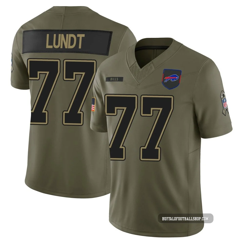Chase Lundt ＃77 Buffalo Bills Limited Olive Youth 2025 Salute to Service Jersey