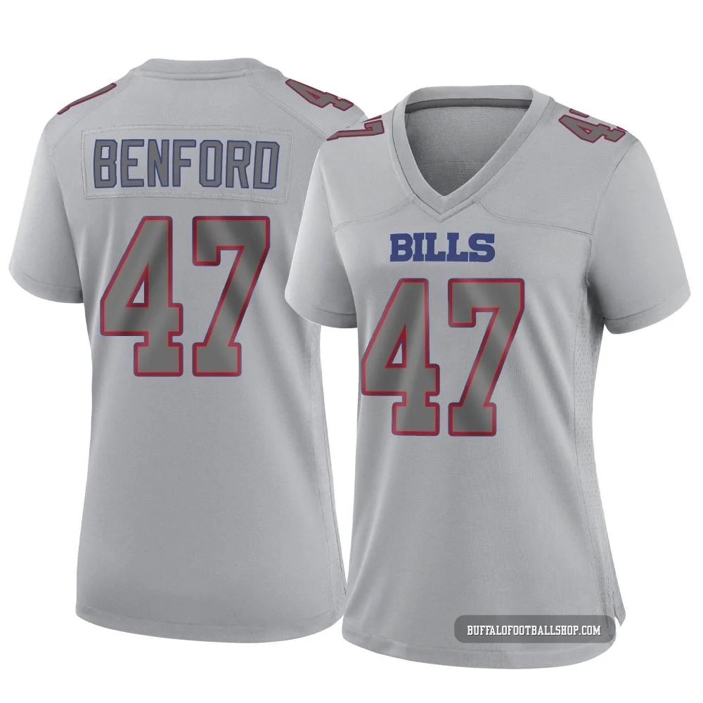 Christian Benford ＃47 Buffalo Bills Game Gray Women's Atmosphere Fashion Jersey