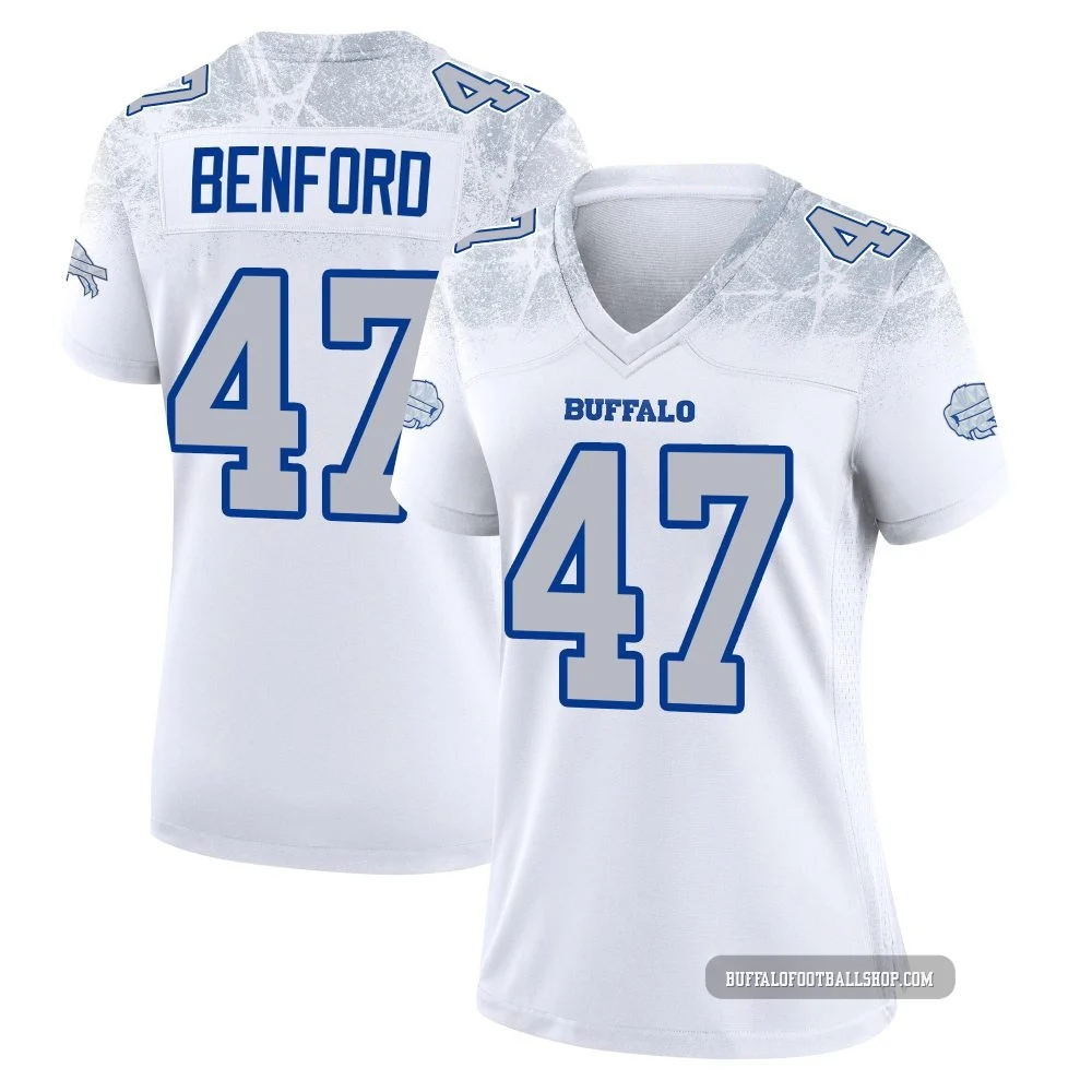 Christian Benford ＃47 Buffalo Bills Game White Women's 2025 Rivalries Collection Jersey