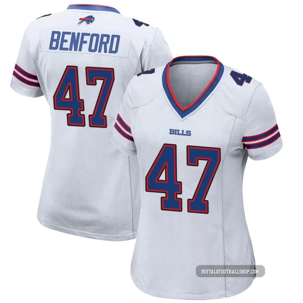 Christian Benford ＃47 Buffalo Bills Game White Women's Jersey