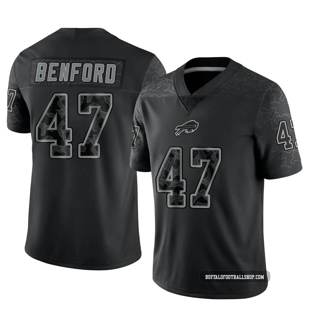 Christian Benford ＃47 Buffalo Bills Limited Black Youth Reflective Jersey