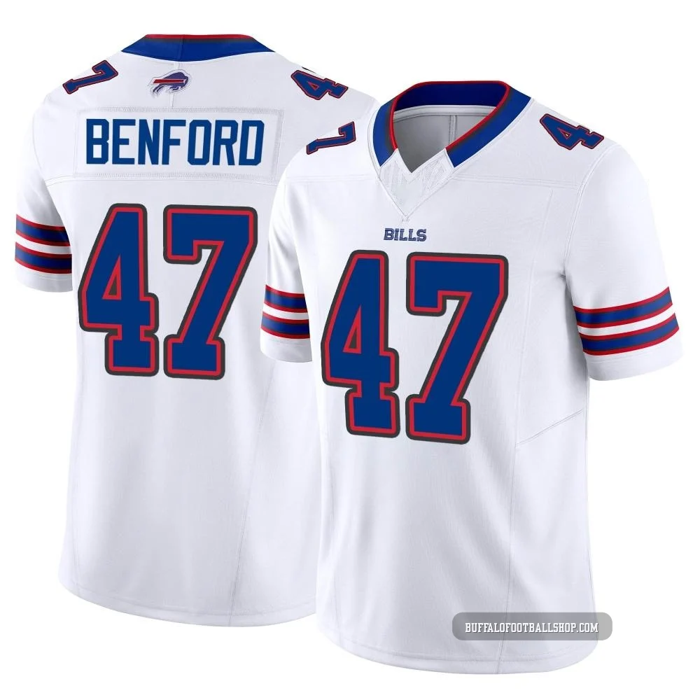 Christian Benford ＃47 Buffalo Bills Limited White Men's Vapor F.U.S.E. Jersey