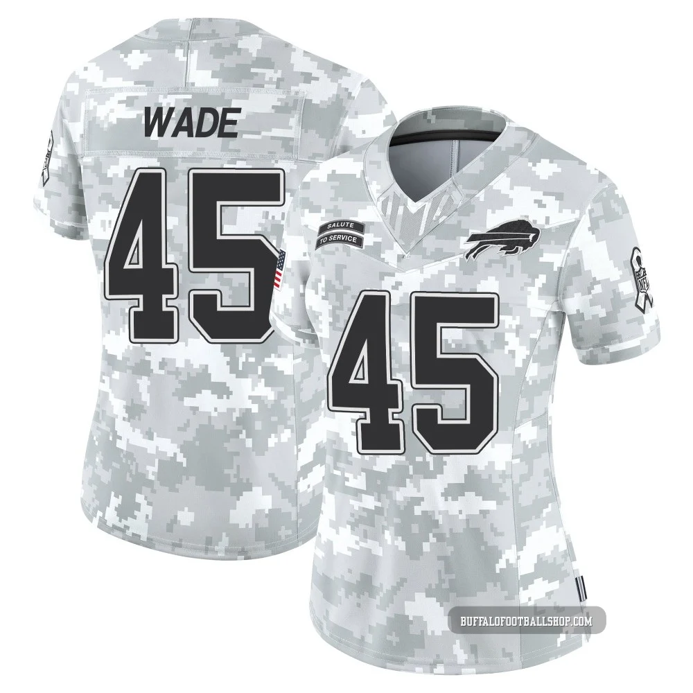 Christian Wade ＃45 Buffalo Bills Limited Arctic Camo Women's 2024 Salute to Service Jersey