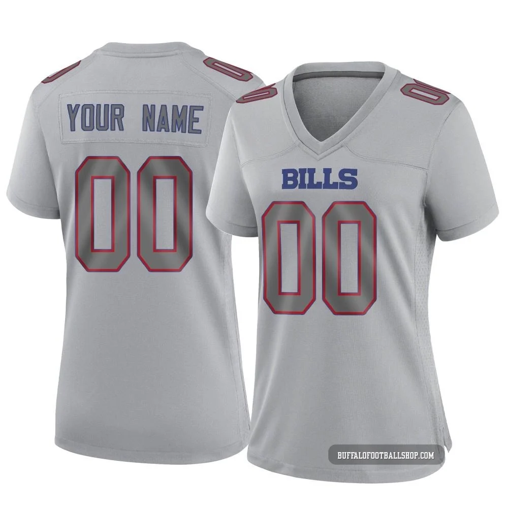 Custom ＃00 Buffalo Bills Game Gray Women's Atmosphere Fashion Jersey