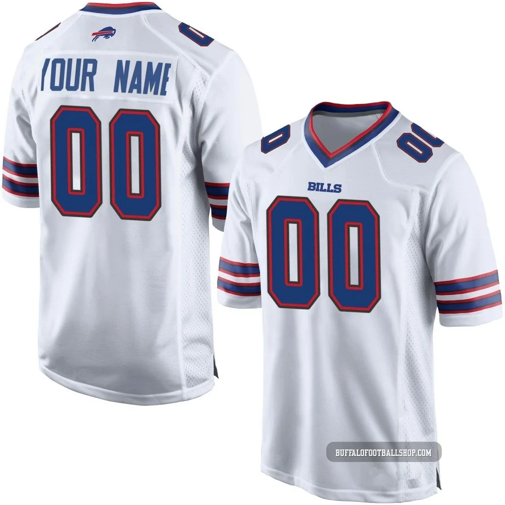 Custom ＃00 Buffalo Bills Game White Men's Jersey