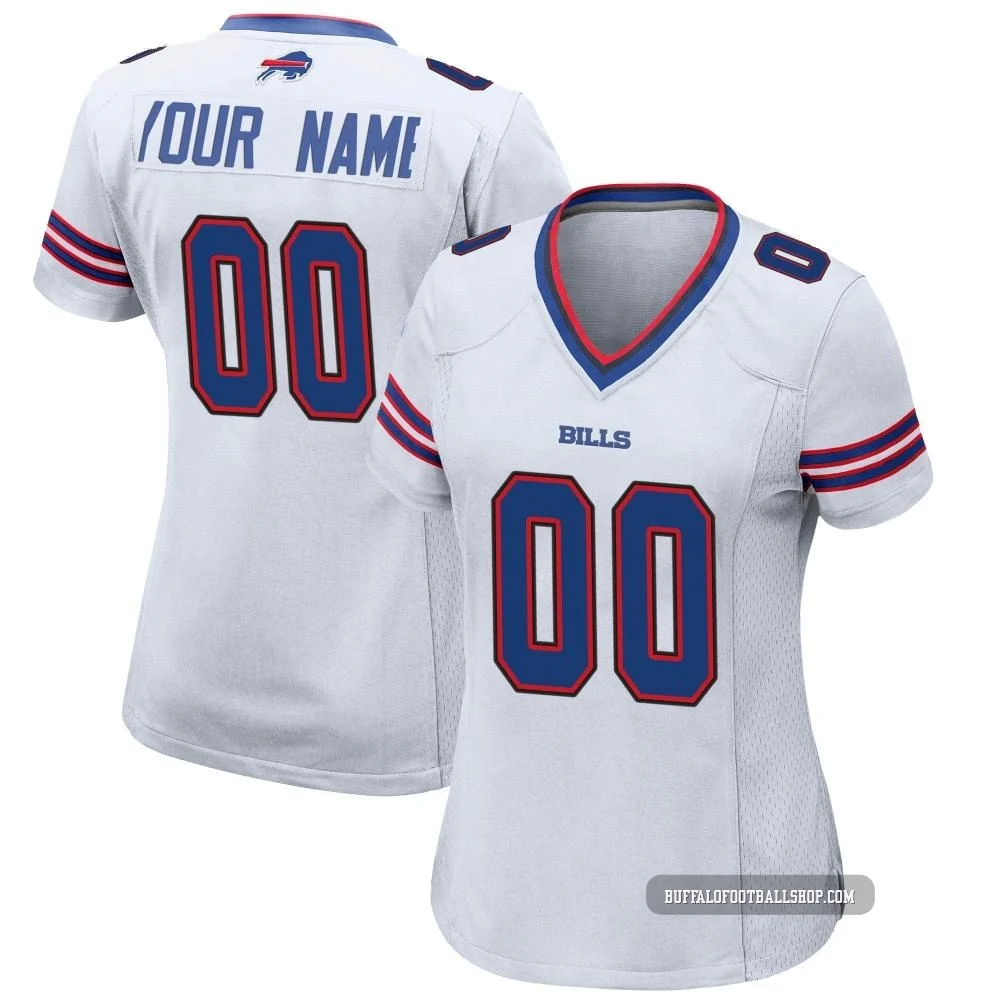 Custom ＃00 Buffalo Bills Game White Women's Jersey