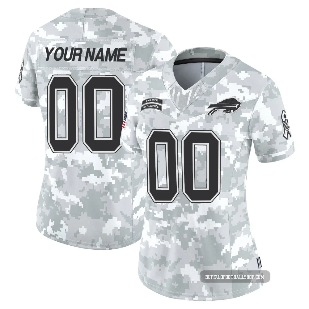 Custom ＃00 Buffalo Bills Limited Arctic Camo Women's 2024 Salute to Service Jersey