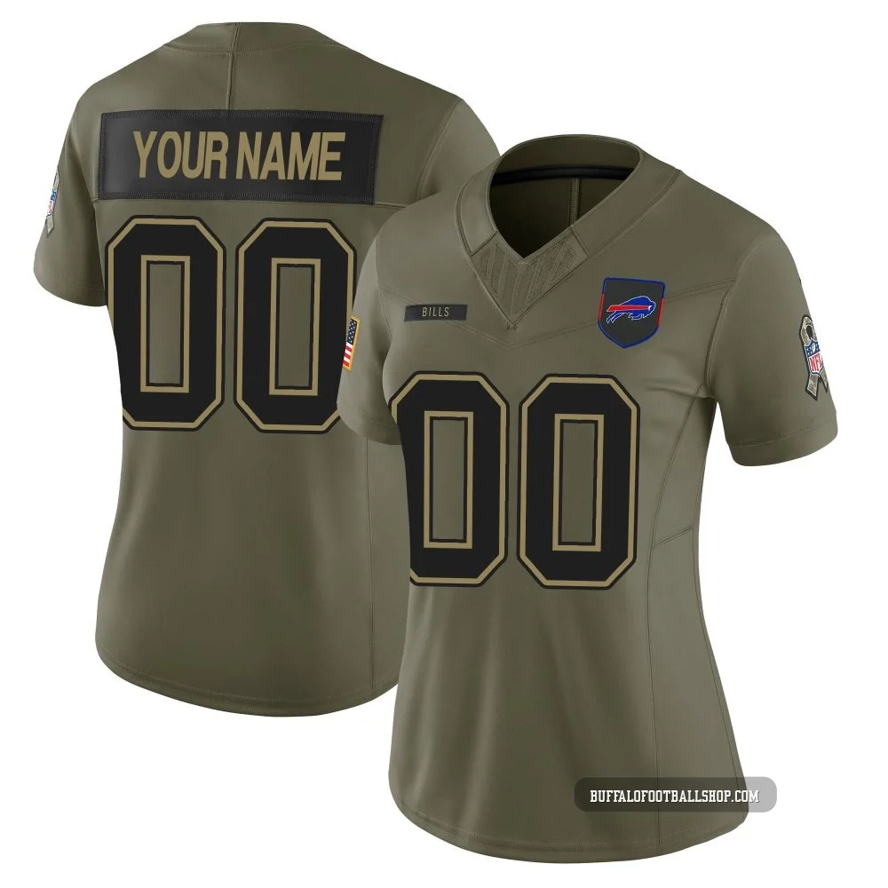 Custom ＃00 Buffalo Bills Limited Olive Women's 2025 Salute to Service Jersey