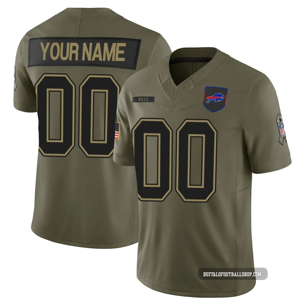 Custom ＃00 Buffalo Bills Limited Olive Youth 2025 Salute to Service Jersey