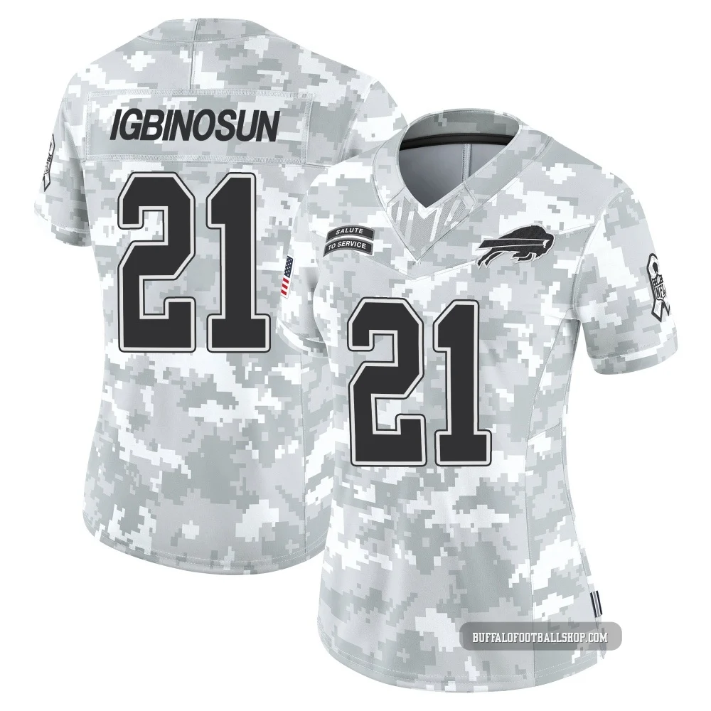 Davison Igbinosun ＃21 Buffalo Bills Limited Arctic Camo Women's 2024 Salute to Service Jersey