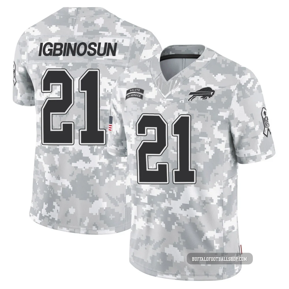 Davison Igbinosun ＃21 Buffalo Bills Limited Arctic Camo Youth 2024 Salute to Service Jersey