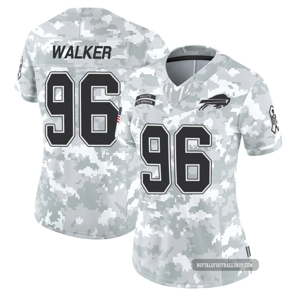 Deone Walker ＃96 Buffalo Bills Limited Arctic Camo Women's 2024 Salute to Service Jersey