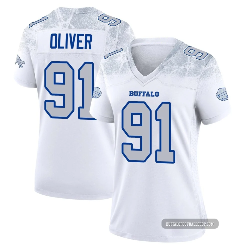 Ed Oliver ＃91 Buffalo Bills Game White Women's 2025 Rivalries Collection Jersey
