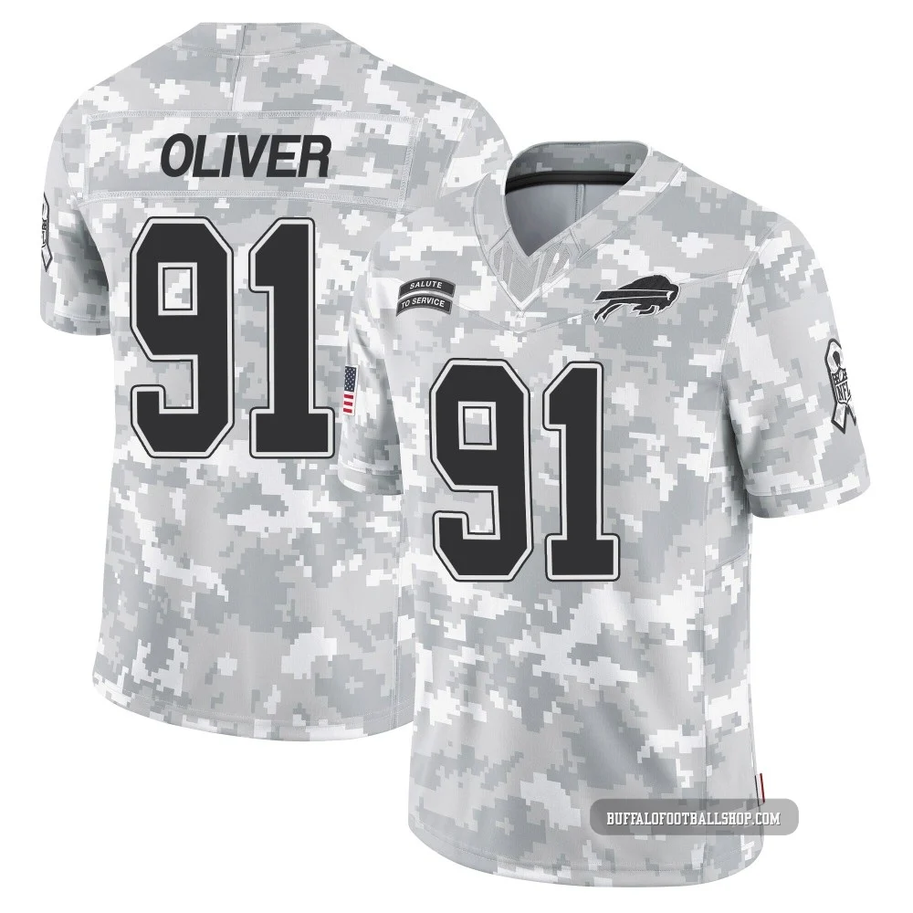 Ed Oliver ＃91 Buffalo Bills Limited Arctic Camo Men's 2024 Salute to Service Jersey