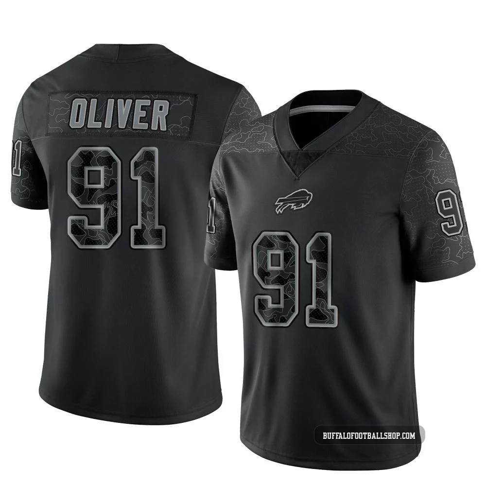 Ed Oliver ＃91 Buffalo Bills Limited Black Youth Reflective Jersey
