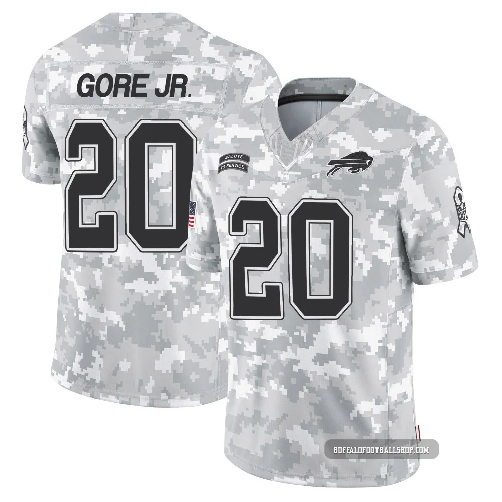 Frank Gore Jr. ＃20 Buffalo Bills Limited Arctic Camo Men's 2024 Salute to Service Jersey