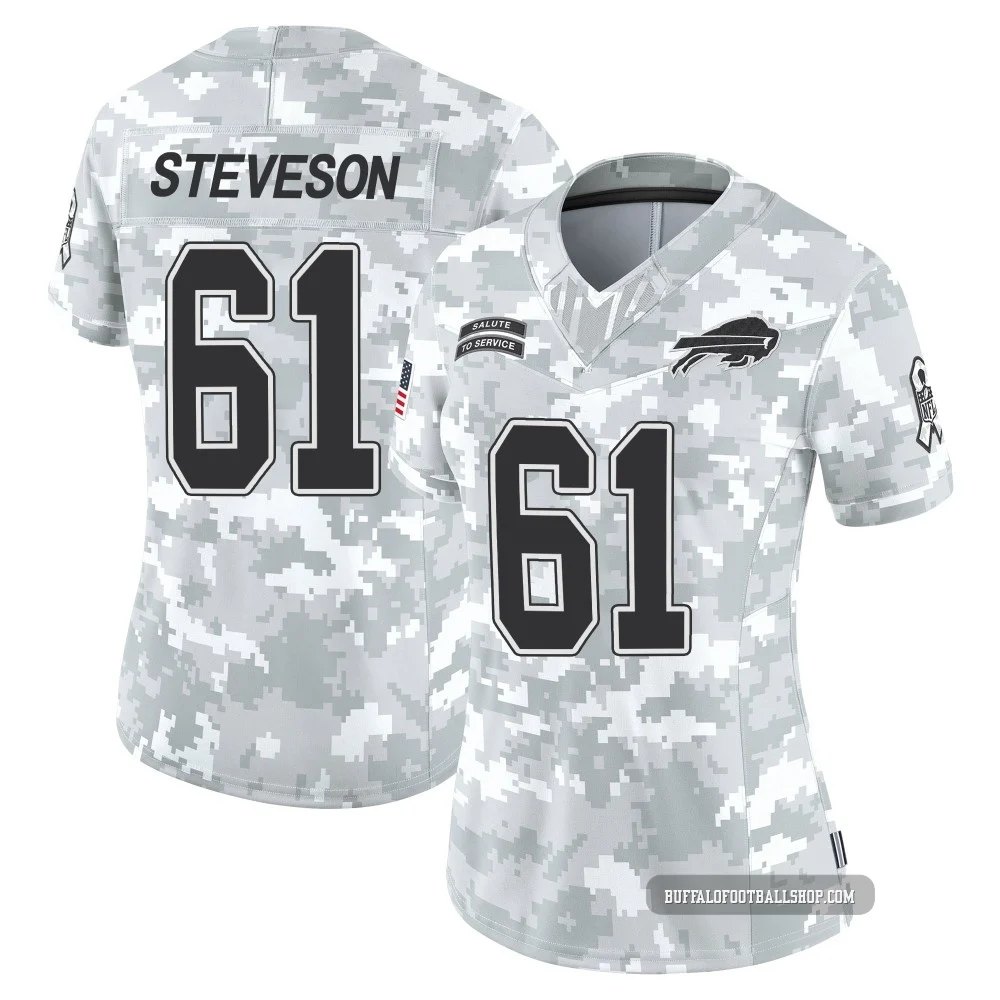 Gable Steveson ＃61 Buffalo Bills Limited Arctic Camo Women's 2024 Salute to Service Jersey