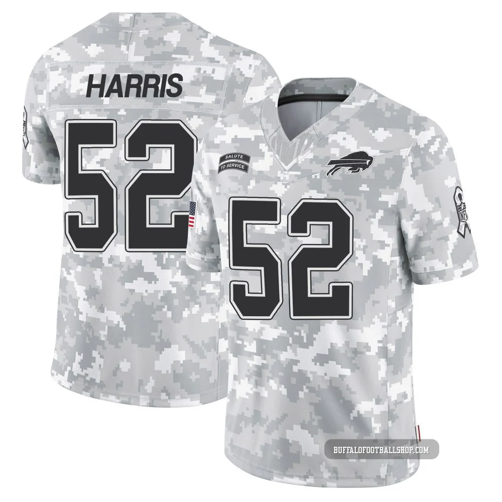 Hayden Harris ＃52 Buffalo Bills Limited Arctic Camo Men's 2024 Salute to Service Jersey