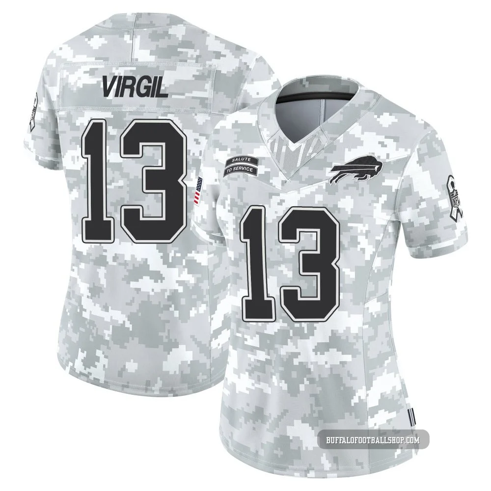Jalen Virgil ＃13 Buffalo Bills Limited Arctic Camo Women's 2024 Salute to Service Jersey