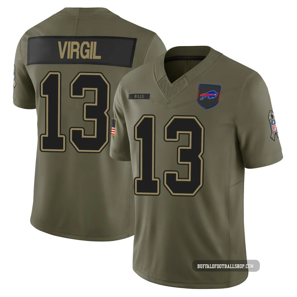 Jalen Virgil ＃13 Buffalo Bills Limited Olive Youth 2025 Salute to Service Jersey