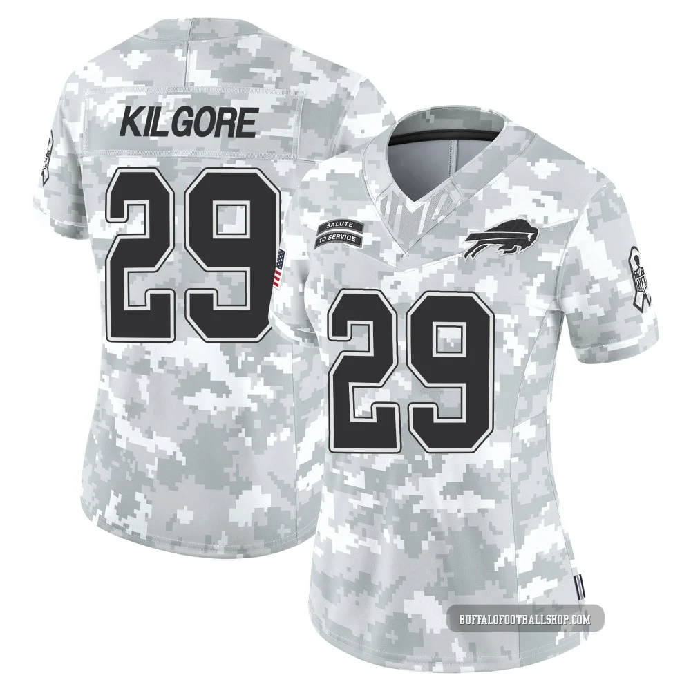 Jalon Kilgore ＃29 Buffalo Bills Limited Arctic Camo Women's 2024 Salute to Service Jersey