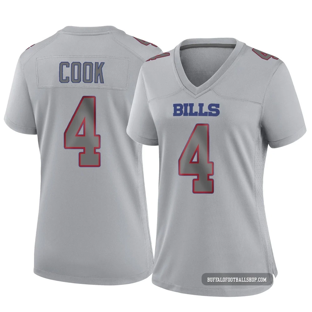 James Cook ＃4 Buffalo Bills Game Gray Women's Atmosphere Fashion Jersey
