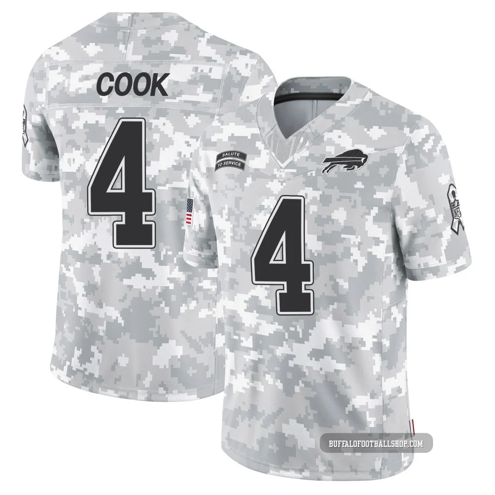 James Cook ＃4 Buffalo Bills Limited Arctic Camo Men's 2024 Salute to Service Jersey