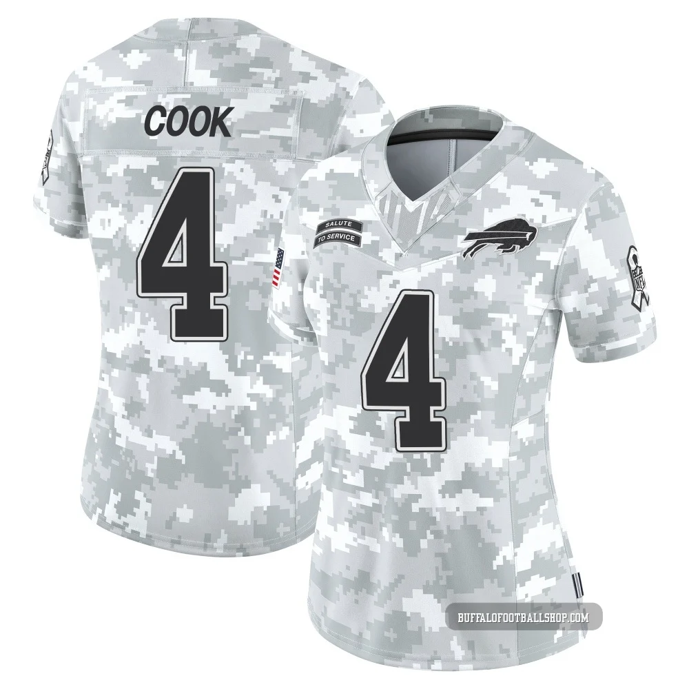 James Cook ＃4 Buffalo Bills Limited Arctic Camo Women's 2024 Salute to Service Jersey
