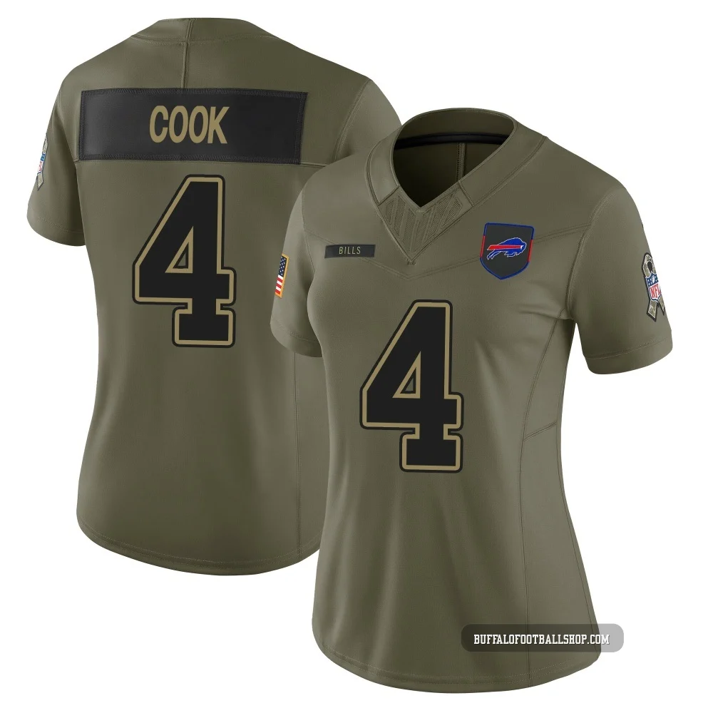 James Cook ＃4 Buffalo Bills Limited Olive Women's 2025 Salute to Service Jersey