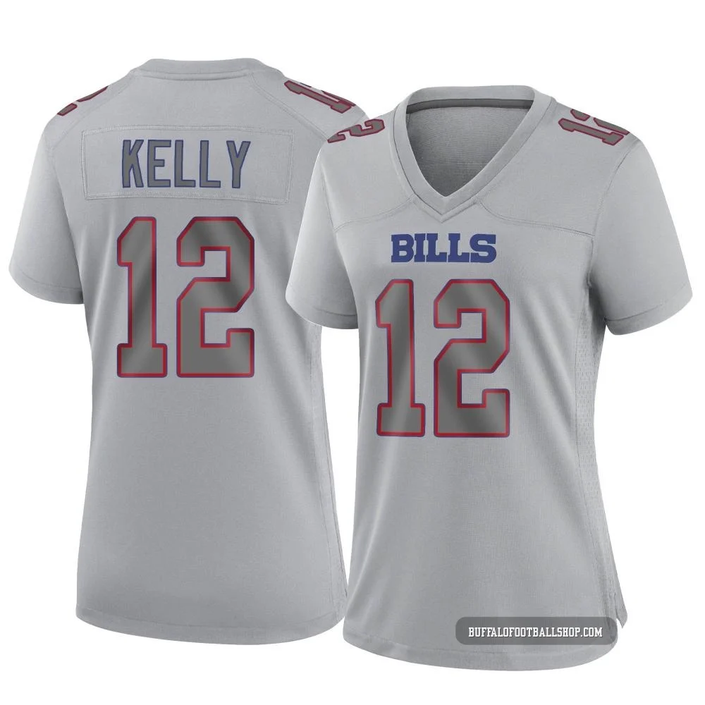 Jim Kelly ＃12 Buffalo Bills Game Gray Women's Atmosphere Fashion Jersey