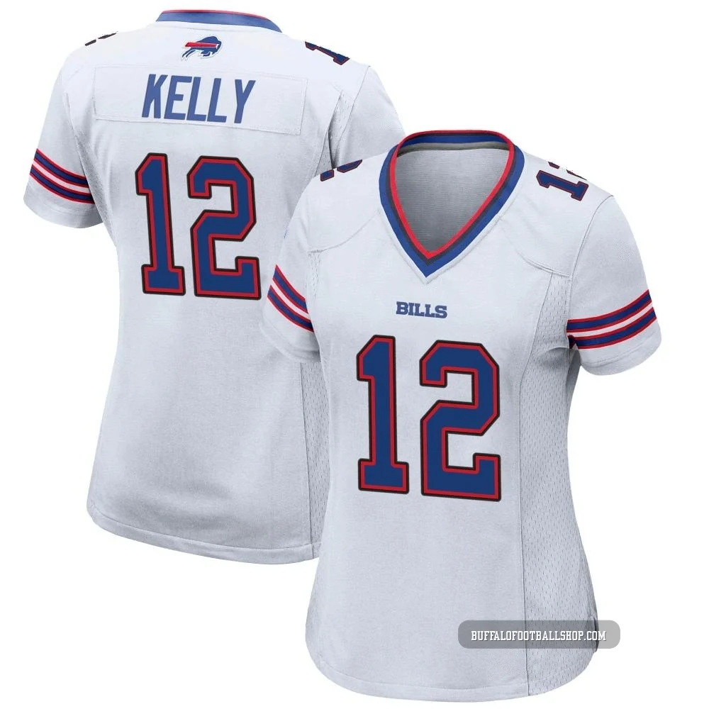 Jim Kelly ＃12 Buffalo Bills Game White Women's Jersey