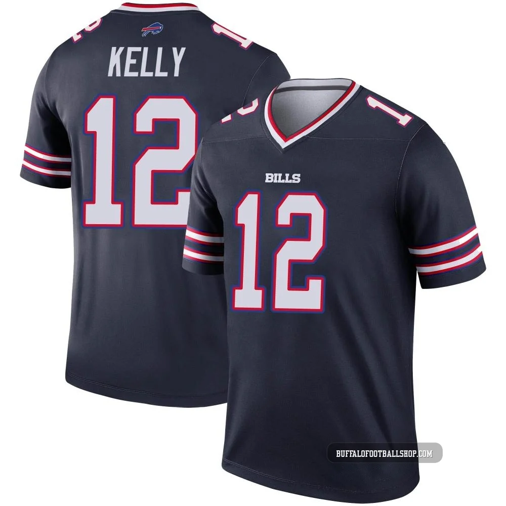Jim Kelly ＃12 Buffalo Bills Legend Navy Men's Inverted Jersey
