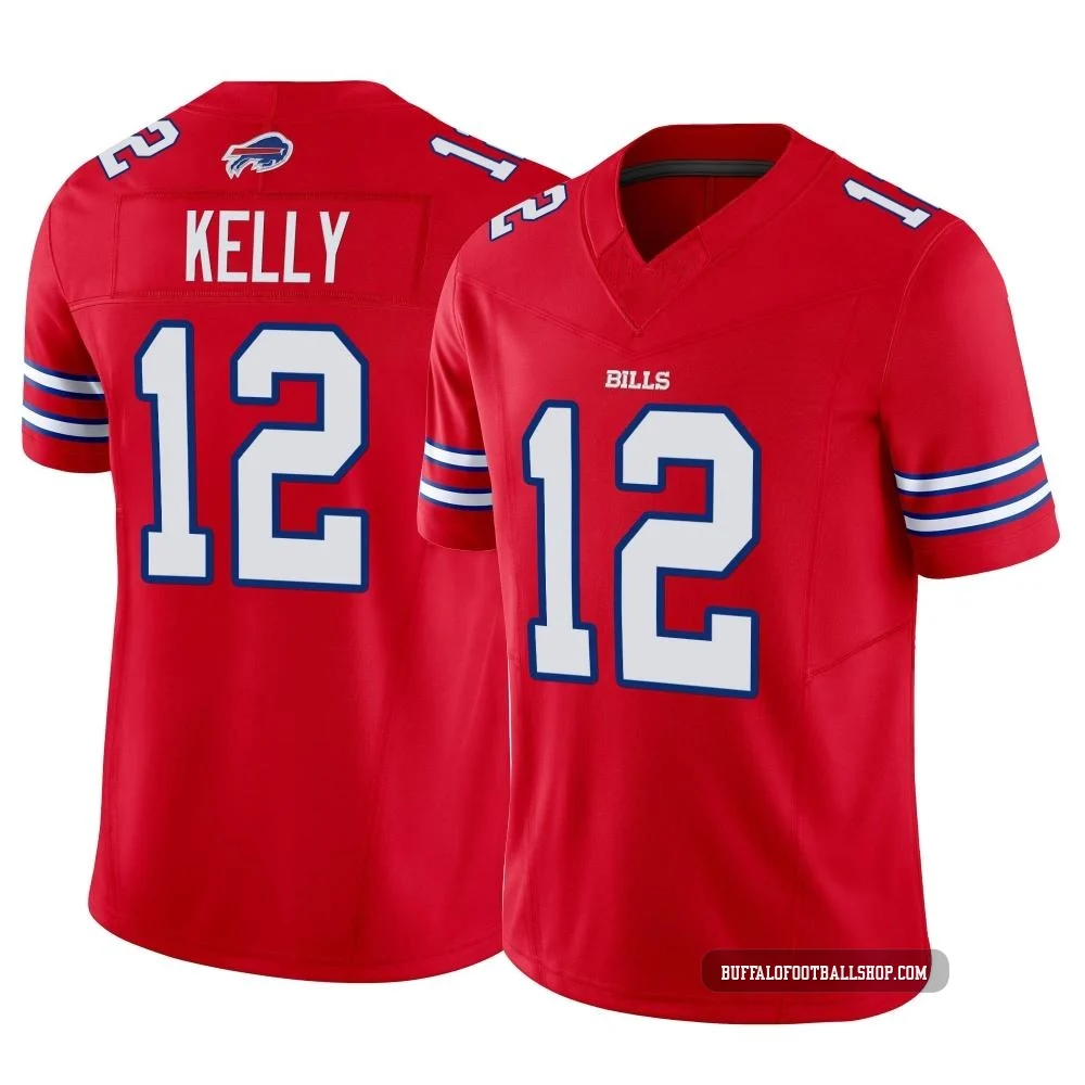 Jim Kelly ＃12 Buffalo Bills Limited Red Youth Vapor F.U.S.E. Jersey
