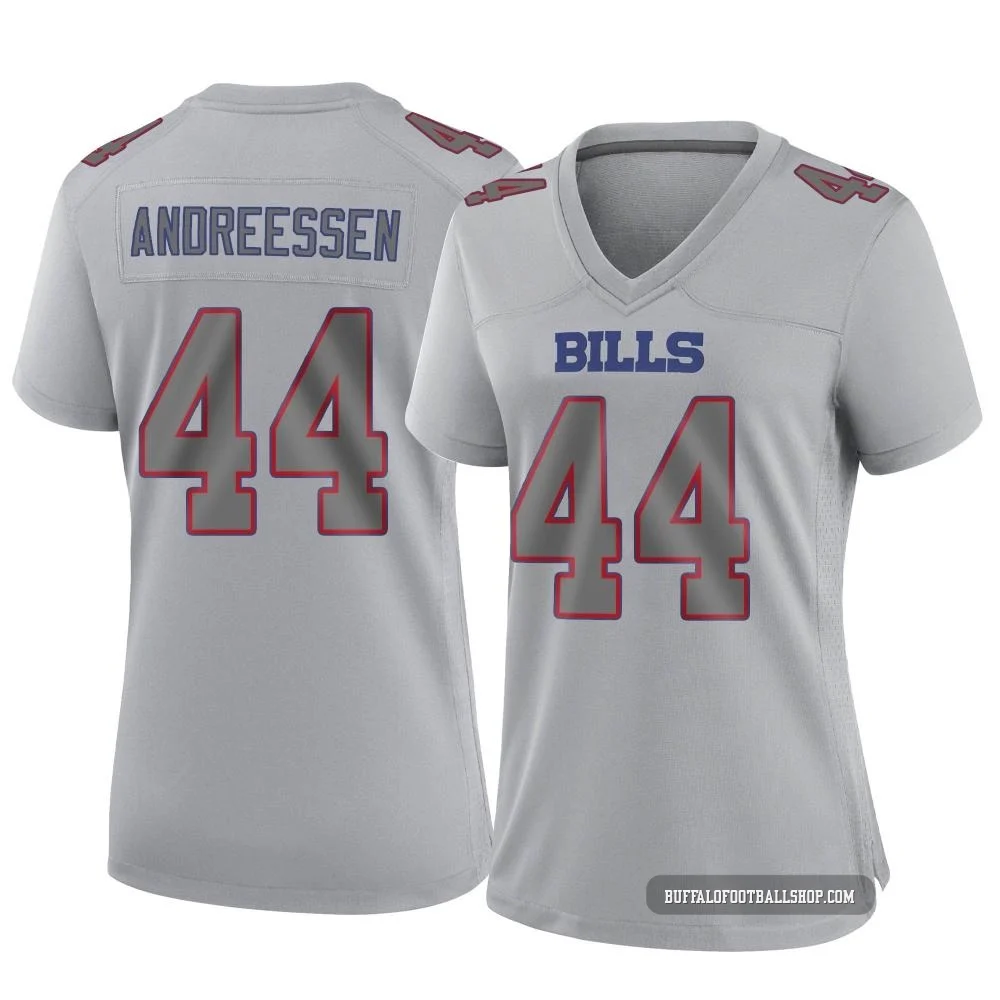Joe Andreessen ＃44 Buffalo Bills Game Gray Women's Atmosphere Fashion Jersey