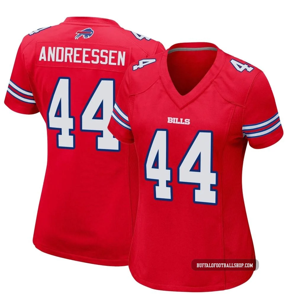 Joe Andreessen ＃44 Buffalo Bills Game Red Women's Alternate Jersey
