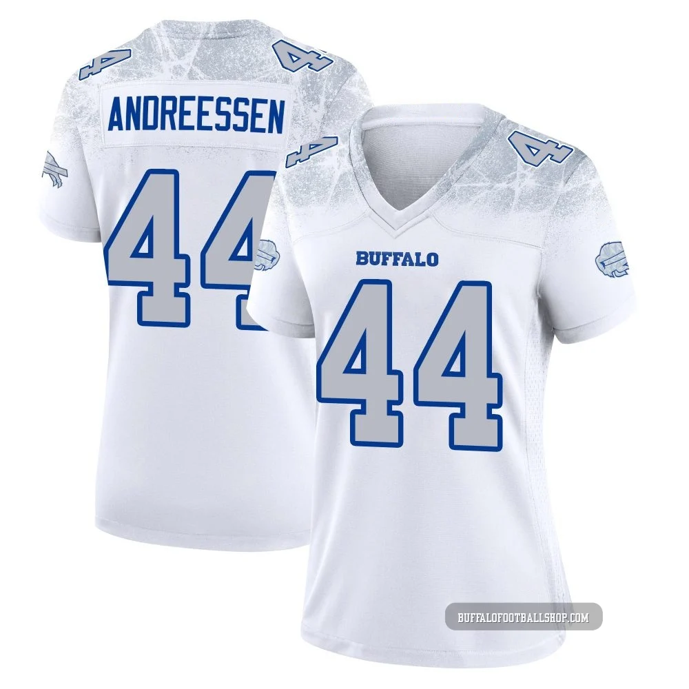 Joe Andreessen ＃44 Buffalo Bills Game White Women's 2025 Rivalries Collection Jersey
