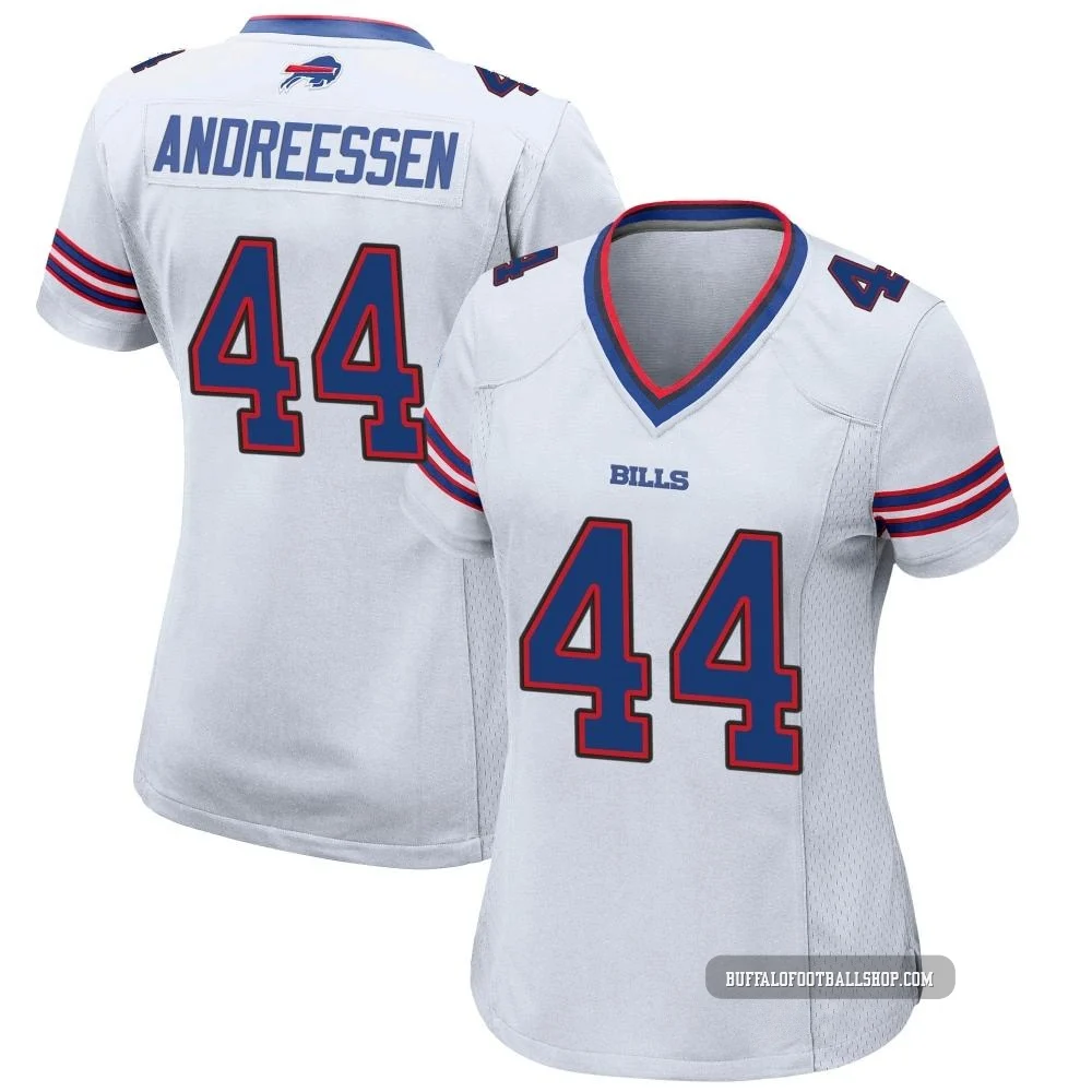 Joe Andreessen ＃44 Buffalo Bills Game White Women's Jersey