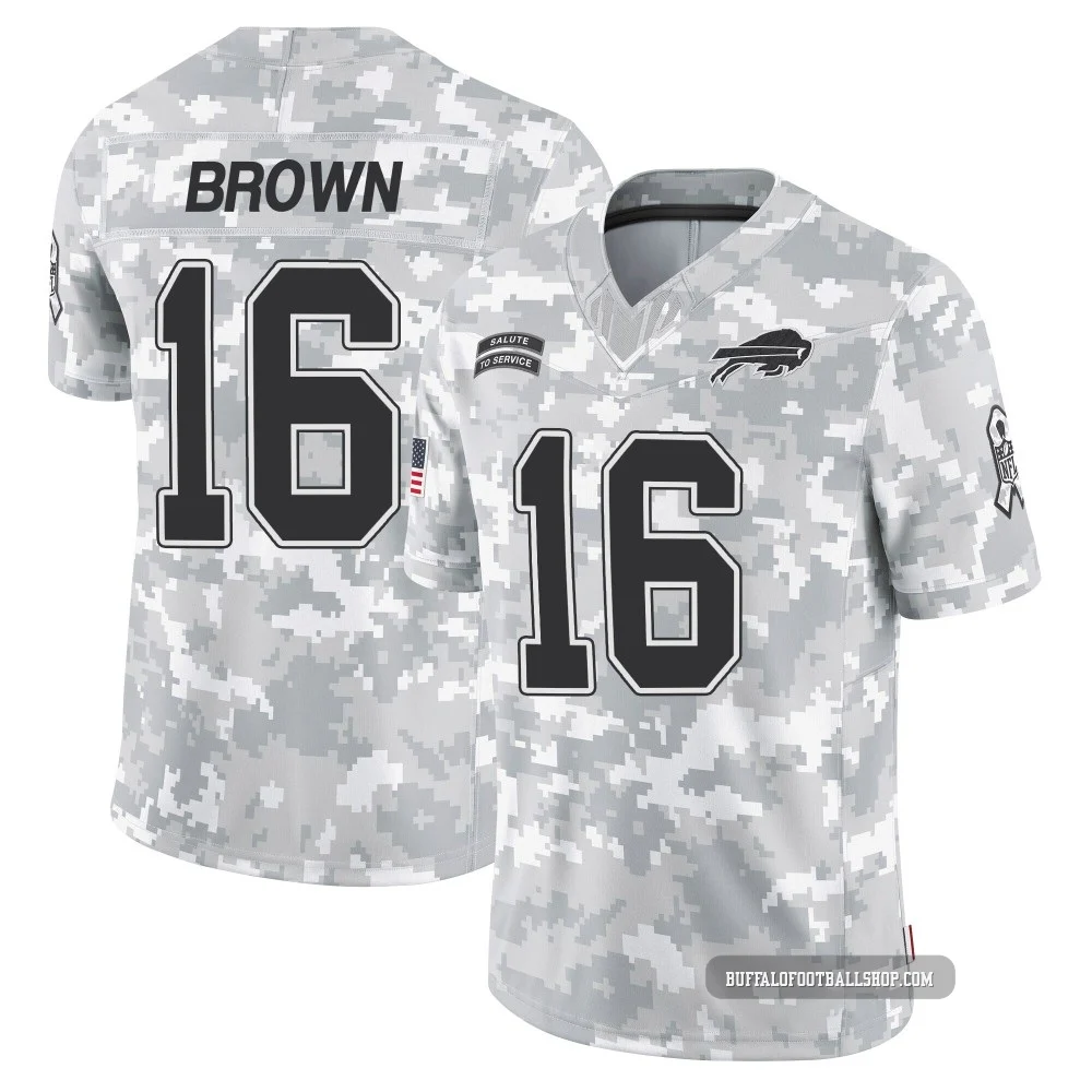 John Brown ＃16 Buffalo Bills Limited Arctic Camo Men's 2024 Salute to Service Jersey