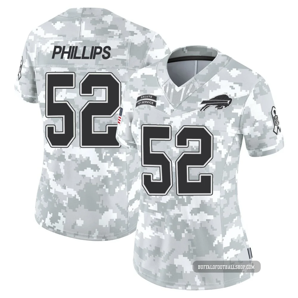 Jordan Phillips ＃52 Buffalo Bills Limited Arctic Camo Women's 2024 Salute to Service Jersey