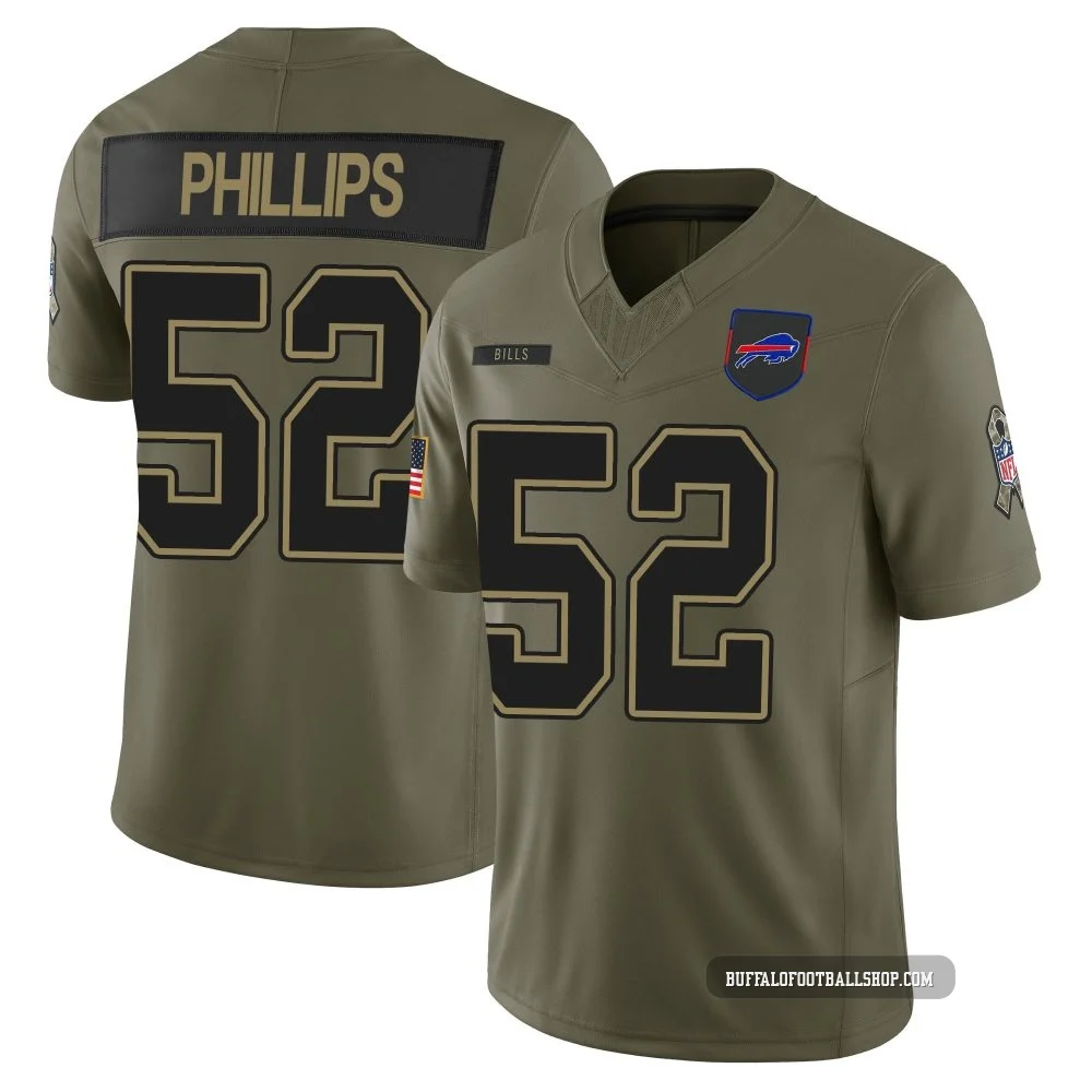Jordan Phillips ＃52 Buffalo Bills Limited Olive Youth 2025 Salute to Service Jersey