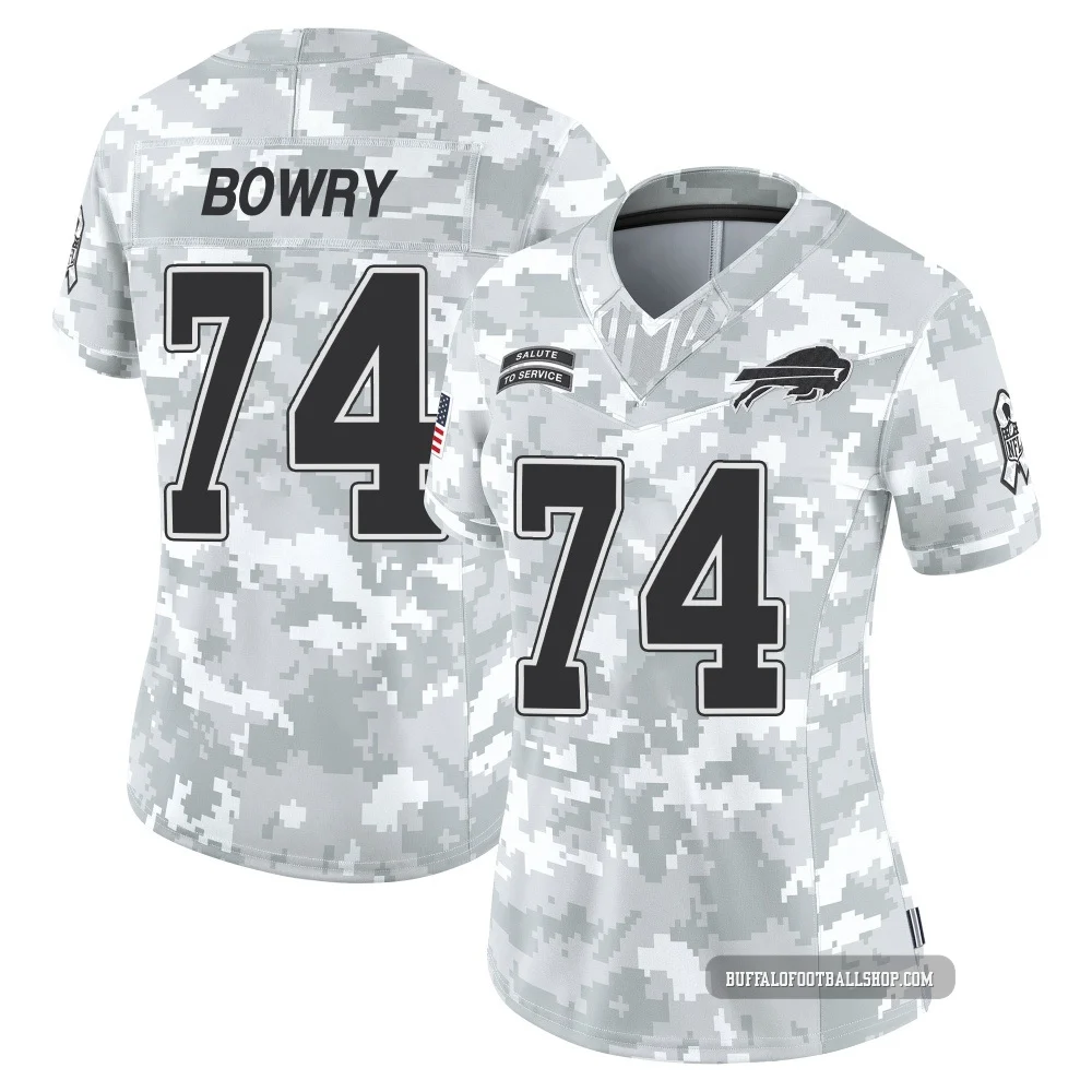Jude Bowry ＃74 Buffalo Bills Limited Arctic Camo Women's 2024 Salute to Service Jersey