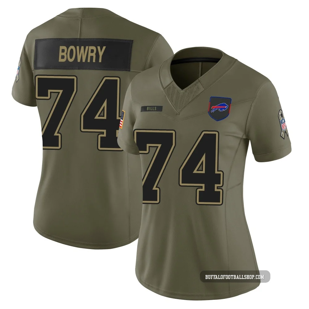 Jude Bowry ＃74 Buffalo Bills Limited Olive Women's 2025 Salute to Service Jersey